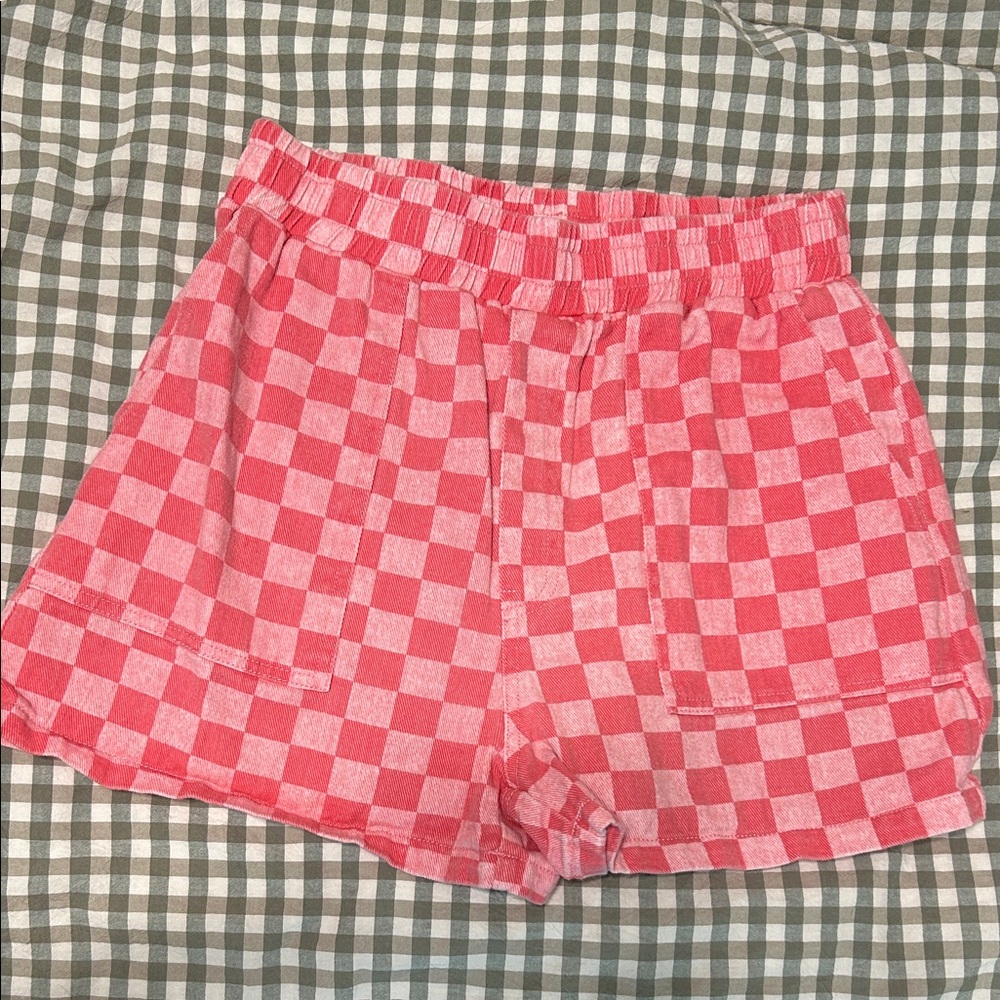 Pink Checkered Women's Shorts